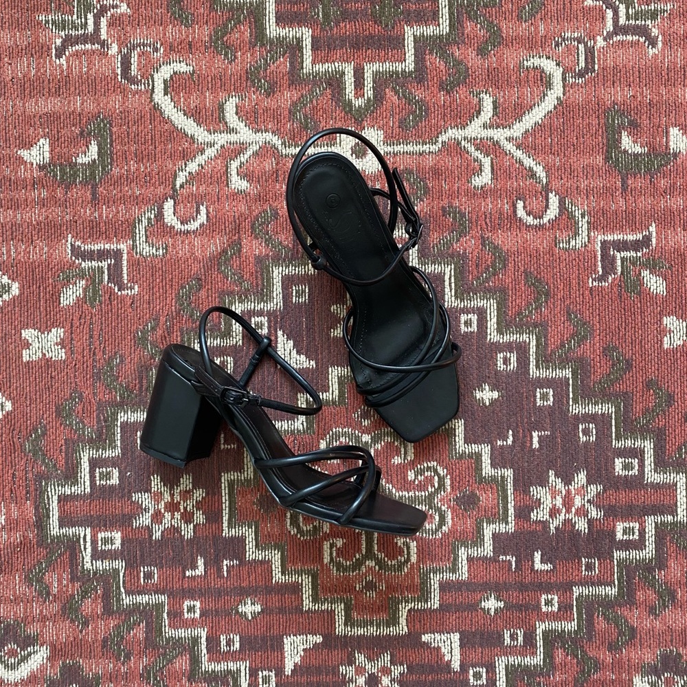Chunky Black Sandal Heels